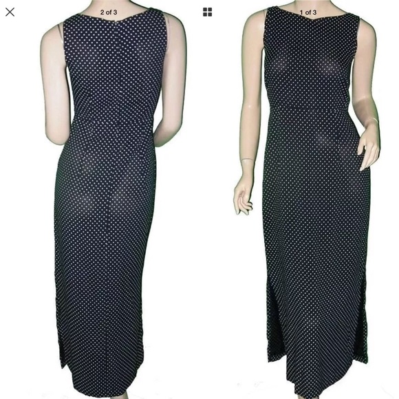 Vintage black and white polka dot maxi dress - Picture 1 of 4